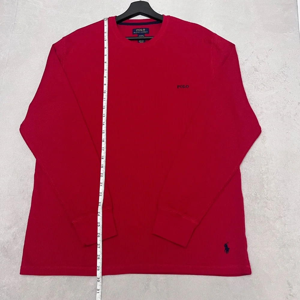 Polo Ralph Lauren Men's Red  Waffle Knit Thermal Crew-Neck Long Sleeve Sz XL